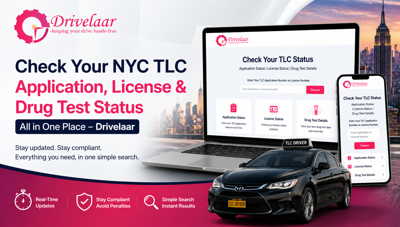 How to Check NYC TLC License Status, Application Status, and Drug Test Details Using Drivelaar